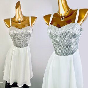 Vintage y2k metallic mini dress prom homecoming slip dress